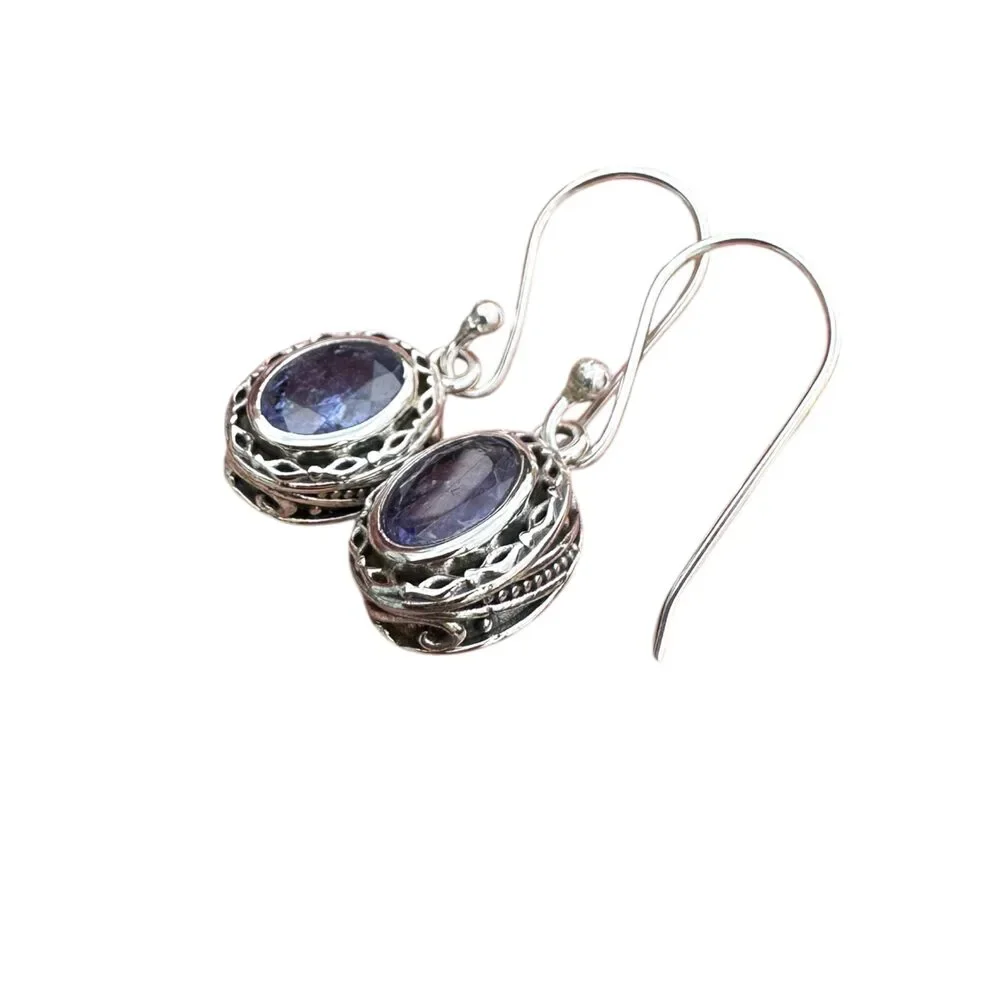 Tanzanite Solid 925 Sterling Silver Pendant Earrings Set